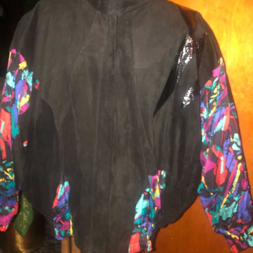 Black suede with snake trim jacket.